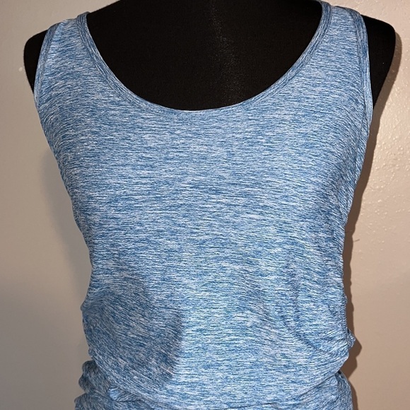 Fitted Old Navy blue & grey marl workout tank ruched sides size Medium - Picture 8 of 12